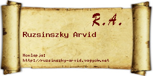 Ruzsinszky Arvid névjegykártya